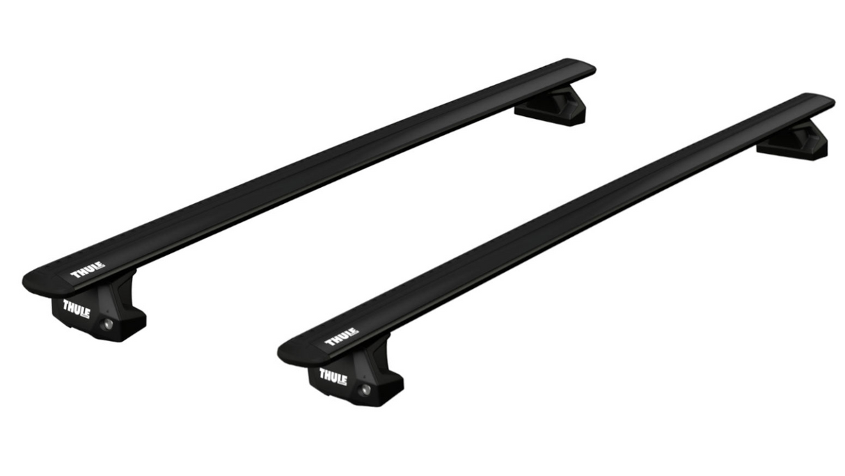 Black Thule Evo WingBar roof bars with fixpoint fixings for the MAZDA Biante 5-dr MPV, 2008 - 2018 Roof Rack